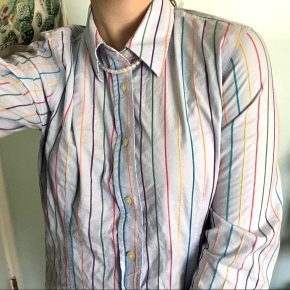Orvis women’s blue button down 8 work stripe - Picture 2 of 10